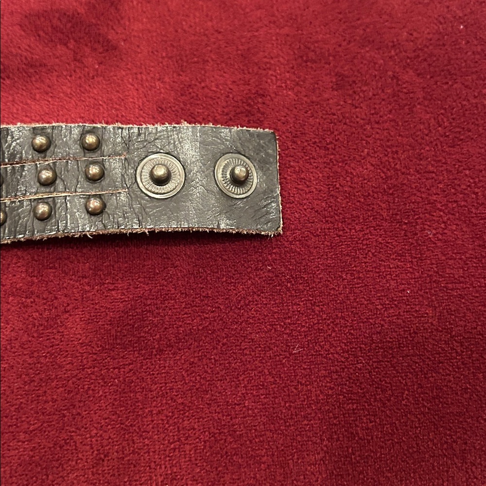 Studded Brown Leather Wrap Bracelet - Picture 4 of 4